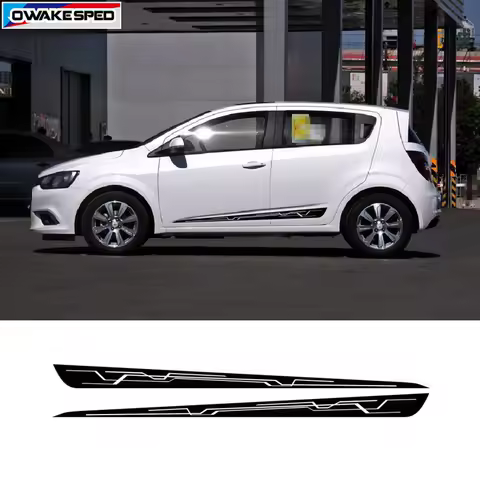 Creative Sport Stripes Car Door Side Skirt Sticker For Chevrolet Sonic AVEO Hatchback Sedan Vinyl Decal Auto Body Film