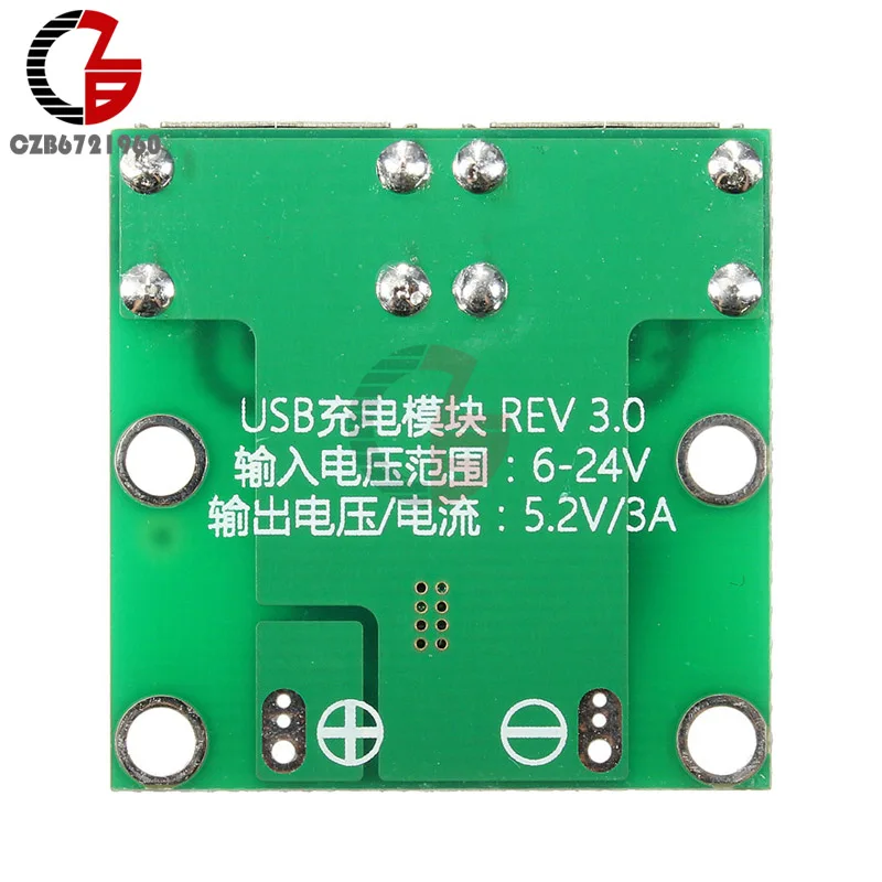 Dual USB Step Down Power Charging Supply Module DC-DC 6V-24V to 5.2V 3A Buck Converter Transformer Voltage Regulator Charger