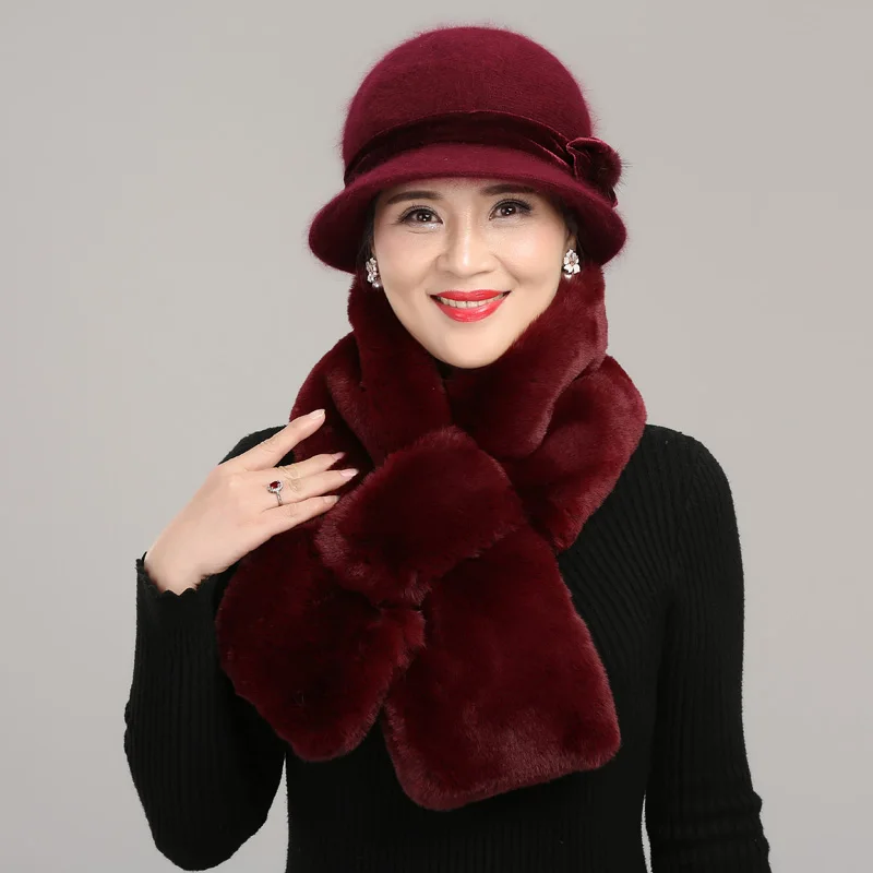 Chapeau d'hiver épais en velours pour femme d'âge moyen, grand-mère, chaud, cadeau de noël, pour dame, H7171