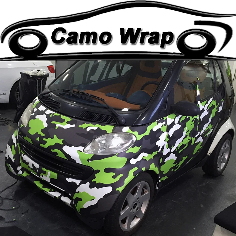 

Large Green Black White Vinyl Film Camouflage Car Wrap Adhesive Car Sticker Motorcycle Car Body Decal Wrapping Air Bubble Free