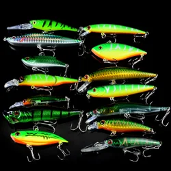 New Set Mixed 15pcs/Lot Good Quality  Fishing Lure 14 Models  Crankbait Bait Artificial Make Fish Baits Wobbler Fishing Tackle