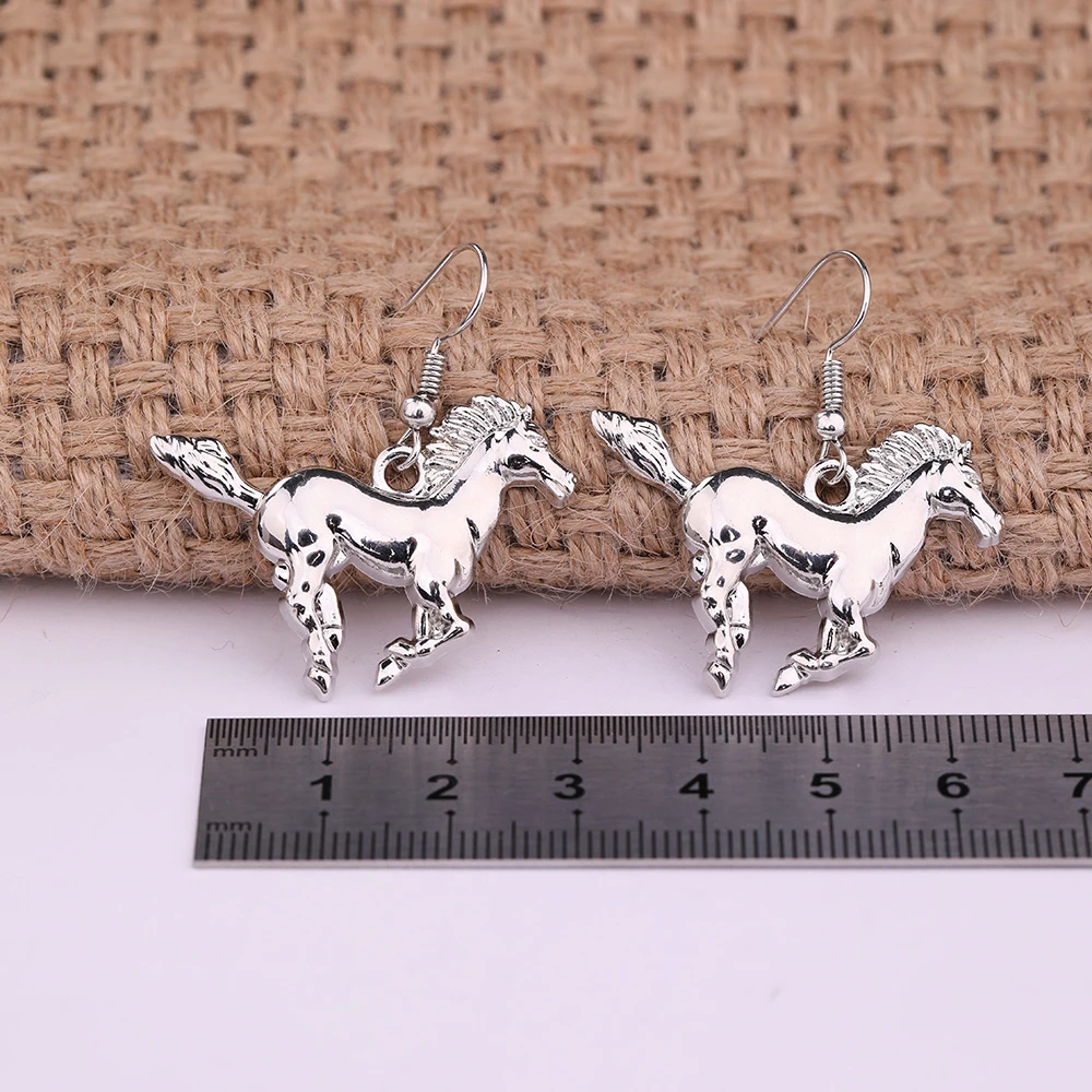 My Shape Sporty Running Horse Earrings Animal Silver Plated Dangle Earrings for Cowgirl Women Accessories Gift for Horse Lovers