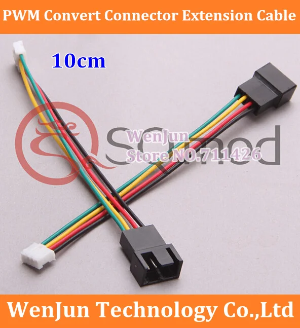 

10cm PWM Convert Connector Extension Cable Universal Smalle 4 Pin to 3pin/4pin PC Computer Cooling Fan