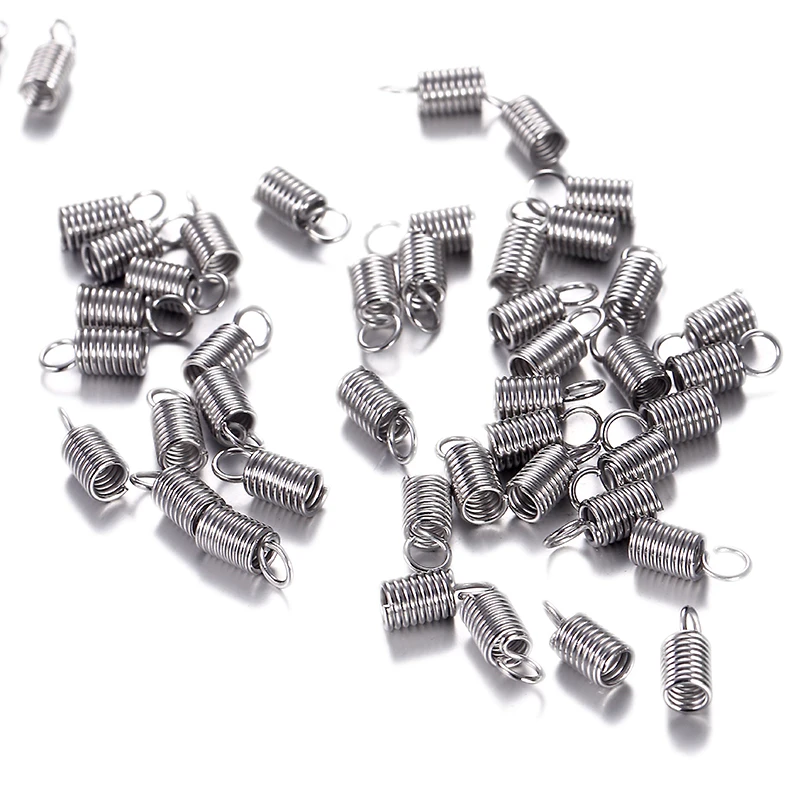 100PCS 1.5-4mm Stainless Steel Connector Spring Cord Crimp Rope Chains End Caps For DIY Jewelry Making Accessories