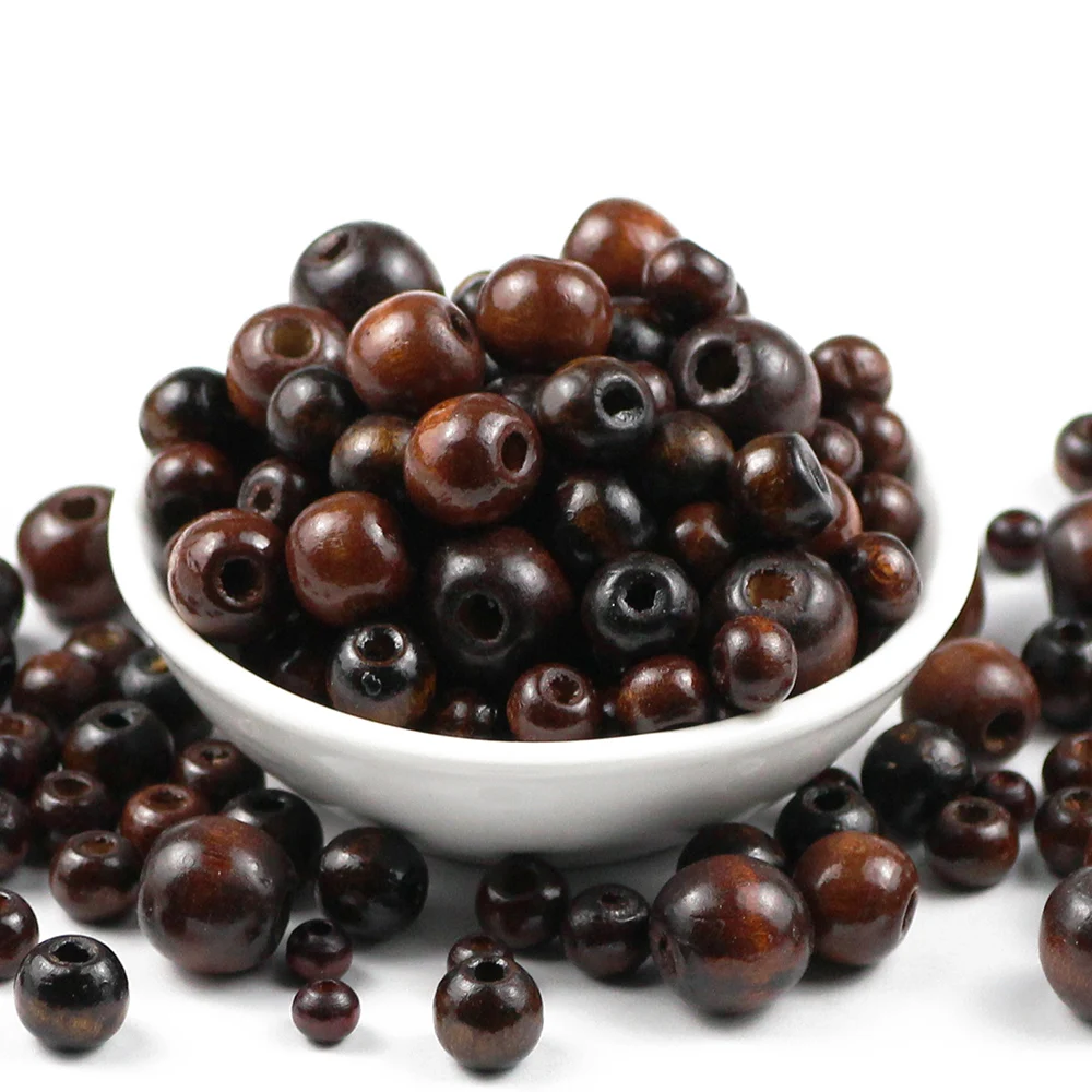 Brown Wooden Beads 10~500pcs 5/6/8/10/12MM Natural wood Eco-Friendly Flat Round Loose Beads For Jewelry Bracelets Making DIY
