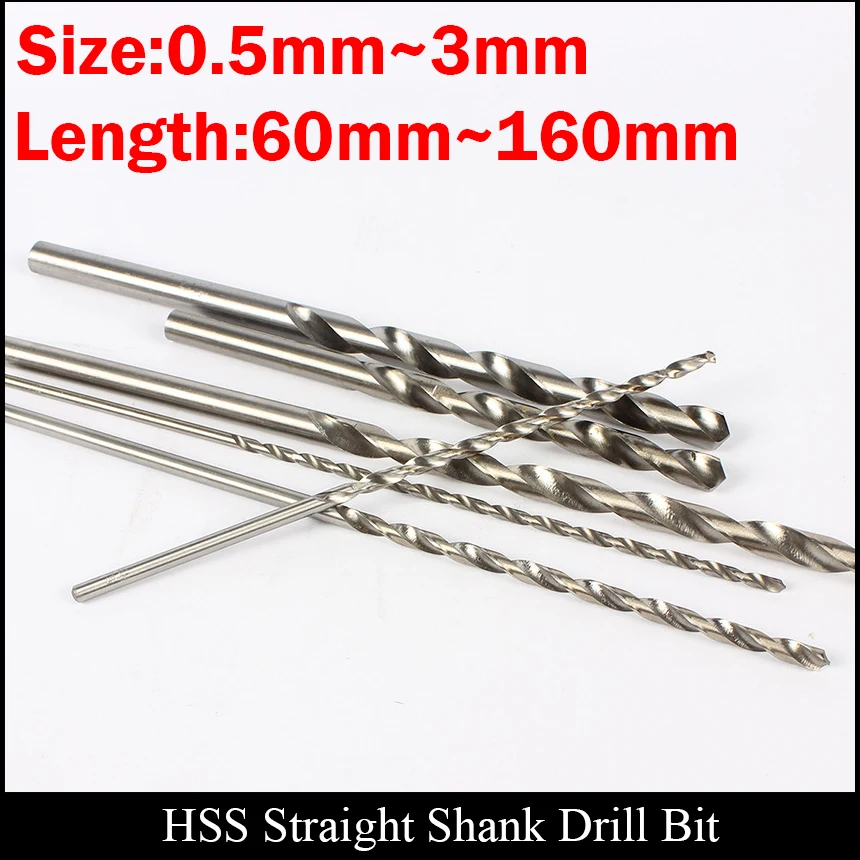 2.4mm 2.5mm 2.6mm 95mm 160mm Extra Long Plastic Metal Wood AL Copper High Speed Steel HSS Straight Shank Spiral Twist Drill Bit