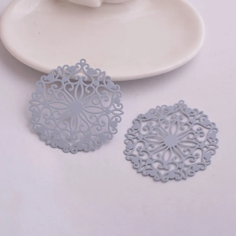 30pcs AA2599 47mm*49mm Painted Big Charms Filigree Flower Earrings Pendants Connectors HYperbole Earrings Embellishment bijoux