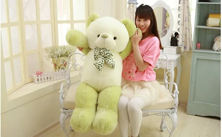 lovely new plush Teddy bear toy stuffed light green teddy bear with bow birthday gift about 120cm