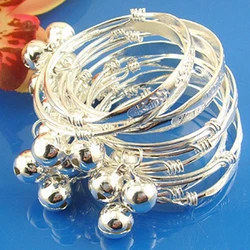 2019 2 Pcs Adjustable Silver Plated Baby Kids English Letter Bell Bangle Jewelry