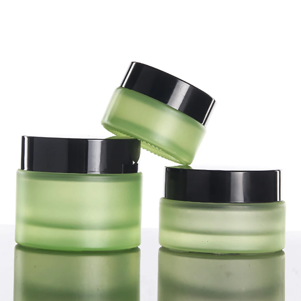 

30g cosmetics cream glass bottles and jars for green frosted face mask container with plastic lids