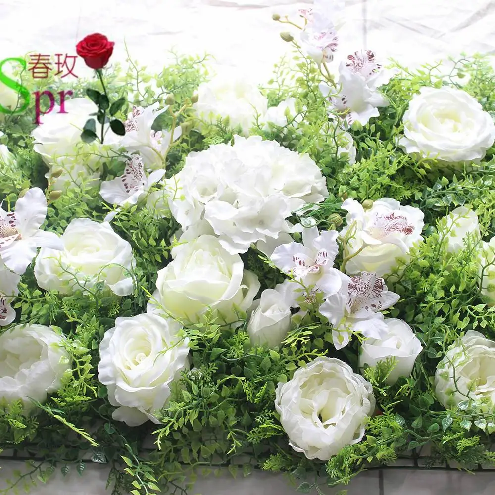 

SPR Free shipping green grass Artificial rose wedding flower wall backdrop arch table centerpiece decorations 10pcs/lot