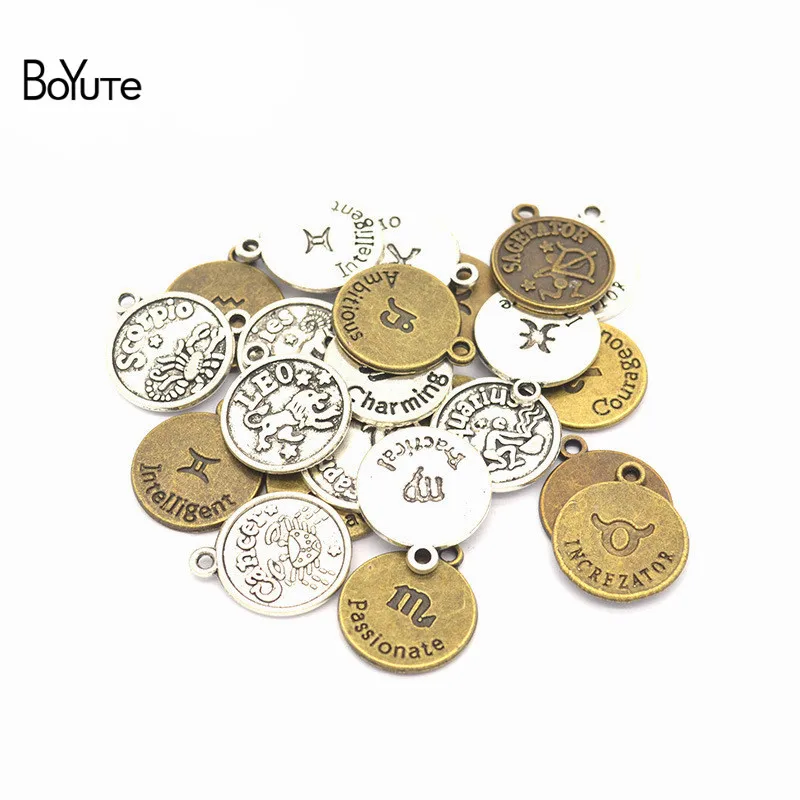 BoYuTe (12 Pieces/Set) Metal Alloy 20*17MM Sign Zodiac Charms Pendant Diy Hand Made Jewelry Accessories