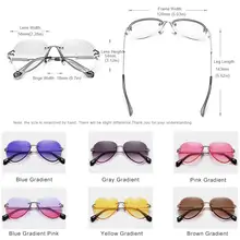 Vintage Rimless Women Sunglasses Gradient Lenses #3