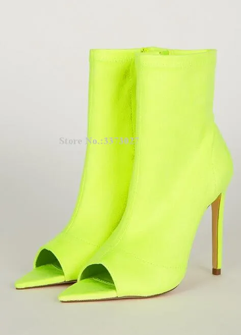 Candy Color Peep Toe Suede Ankle Sandals Boots Fashion Thin Heels Solid Ladies Short Boots Sexy Female Party Shoes