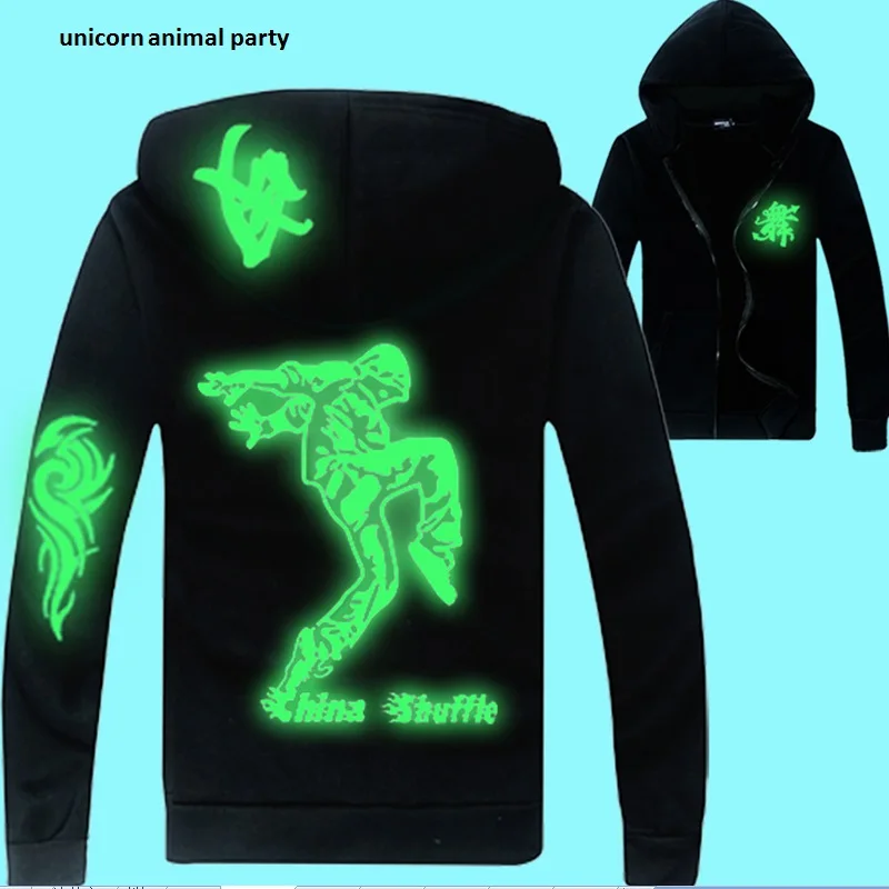 

Clothes coat jacket back luminous male and female hip-hop dancing hoodies loose coat human bones, skeleton, cartoon, dragon coat