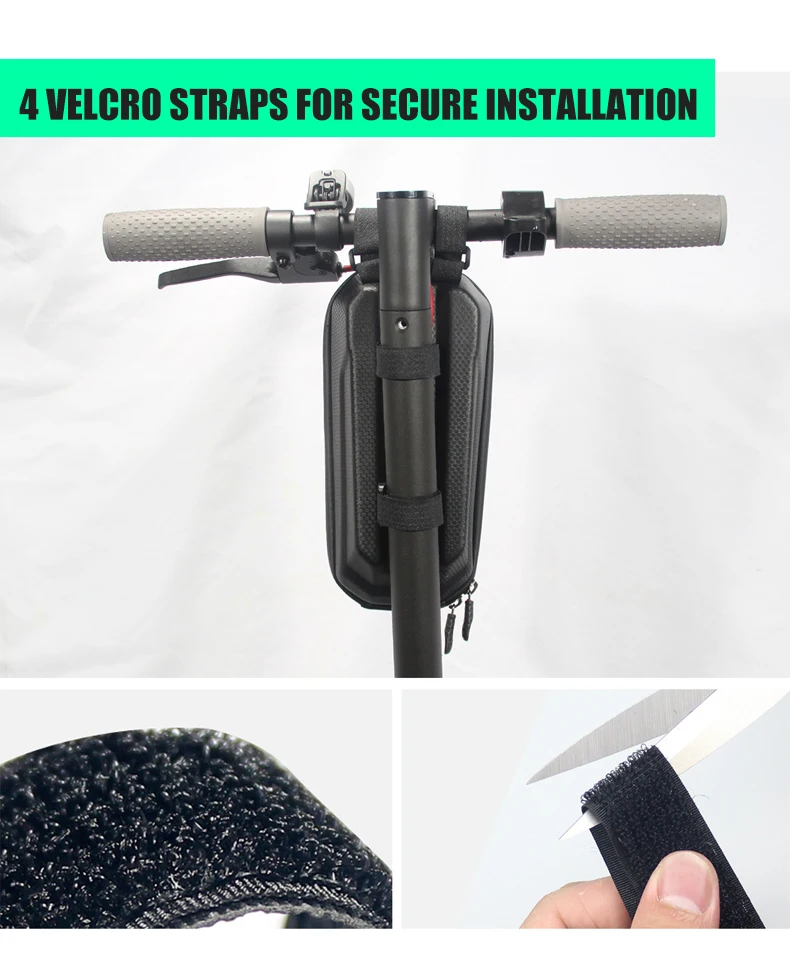 WILD MAN ES8 Bicycle Scooter Handlebar Stem Bag PU EVA Hard Shell Zipper Storage Reflective Trim Hook and Loop Strap Front Bag