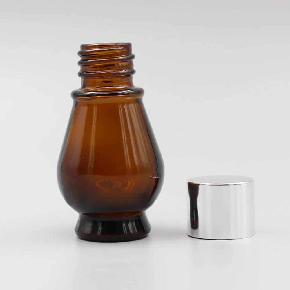 Cosmetic Packaging Screw Cap Glass Vial,10ml Amber Bottle with Different Caps