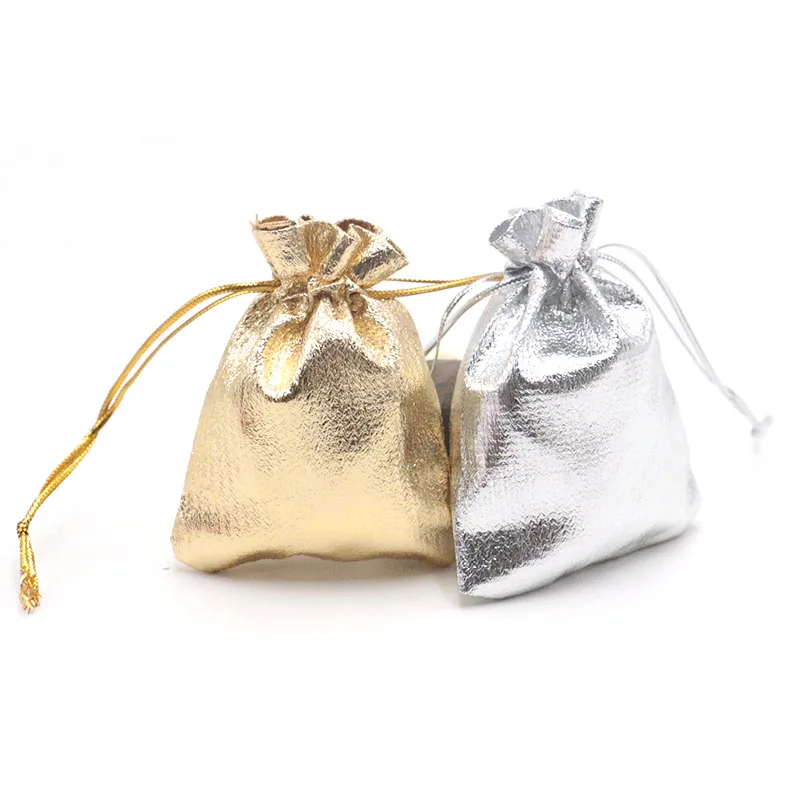 Custom 7x9cm 100pcs lot Siver Gold Organza Bags Jewelry Packaging&Display Necklace Display Drawstring Pouch Jewelry Small Pouch