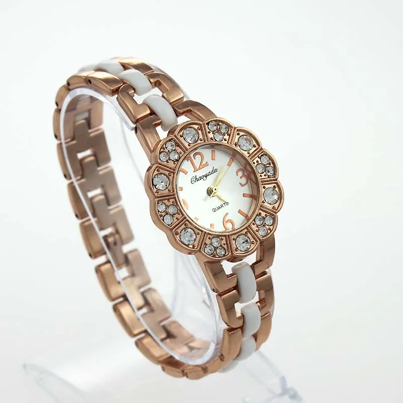 ยี่ห้อคริสตัลหรูหรา Rose Gold นาฬิกาผู้หญิงแฟชั่นสร้อยข้อมือนาฬิกาควอตซ์นาฬิกานาฬิกาผู้หญิง Relogio Feminino orologio donna