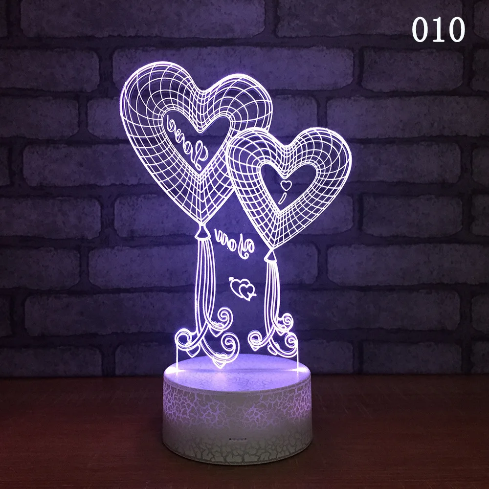 Creative Love Balloon 3d Led Night Lamp Seven-color Explosive Crack Atmosphere 3d Light Valentine's Day Gift Kids Lamp