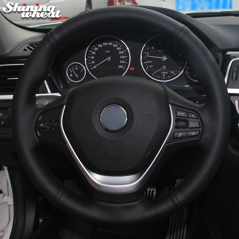 Shining wheat Black Artificial Leather Car Steering Wheel Cover for BMW F30 320i 328i 320d F20