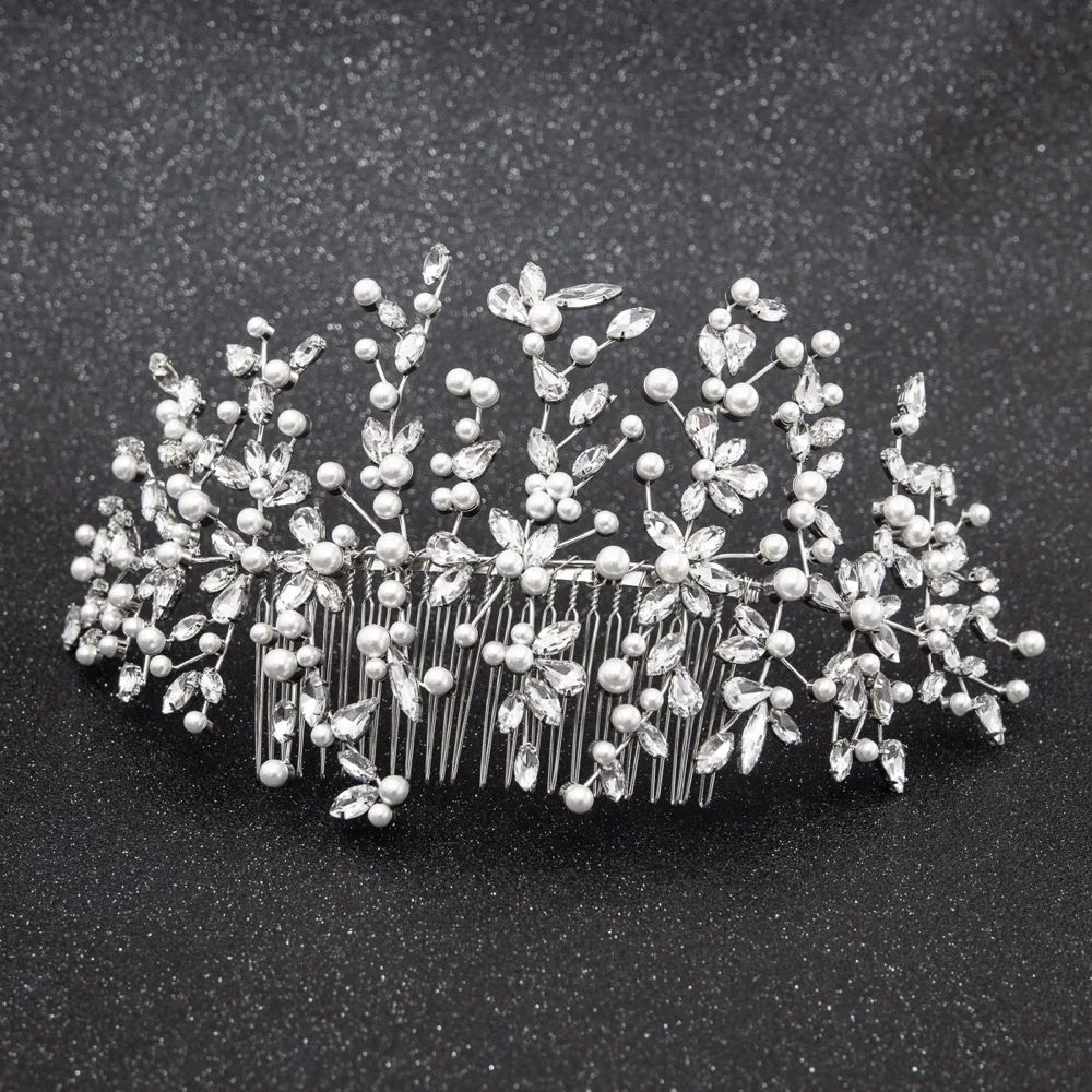 

Classic Pearls Crystals Rhinestone Big Bridal Wedding Headbands Hairbands Hair Combs Women Pageant Hair Jewelry Headpiece 0621RP