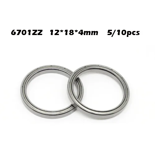 5/10pcs 6701ZZ Bearing ABEC-1 12x18x4 mm Thin wall section 6701 ZZ Ball Bearings 61701ZZ 6701Z