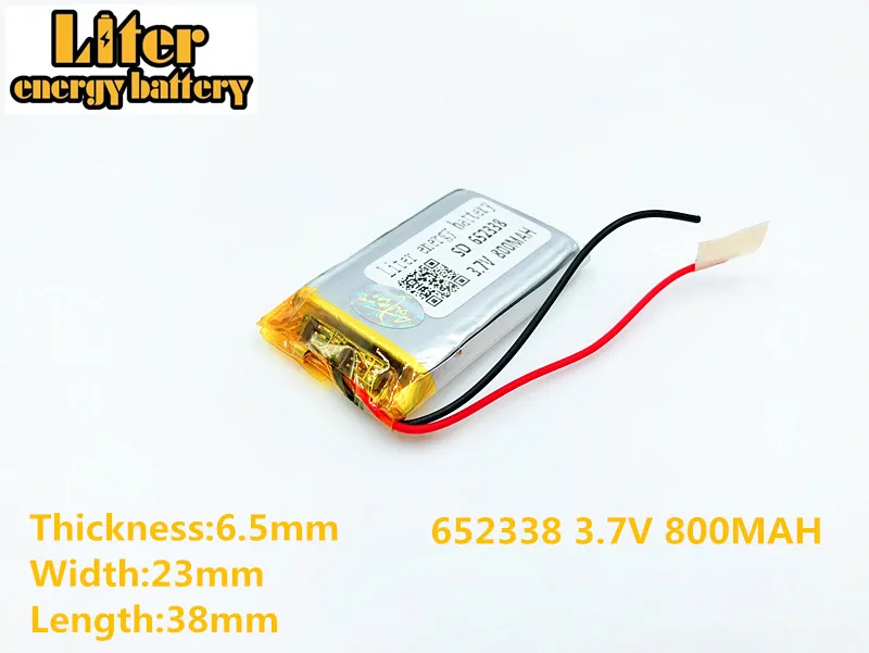 652338 3.7V 800mAh Rechargeable Battery For toys millet GPS TEXET FHD-570 DVR dvr-3gp Gmini HD50G HD70G iBox Pro-800 SD 652338