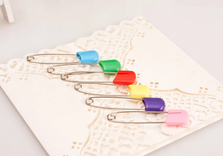 10pcs 4cm/40mm Large Colored Plastic Hijab Multipurpose Baby Stainless Steel Safety Pins Pins Needles Free Shipping