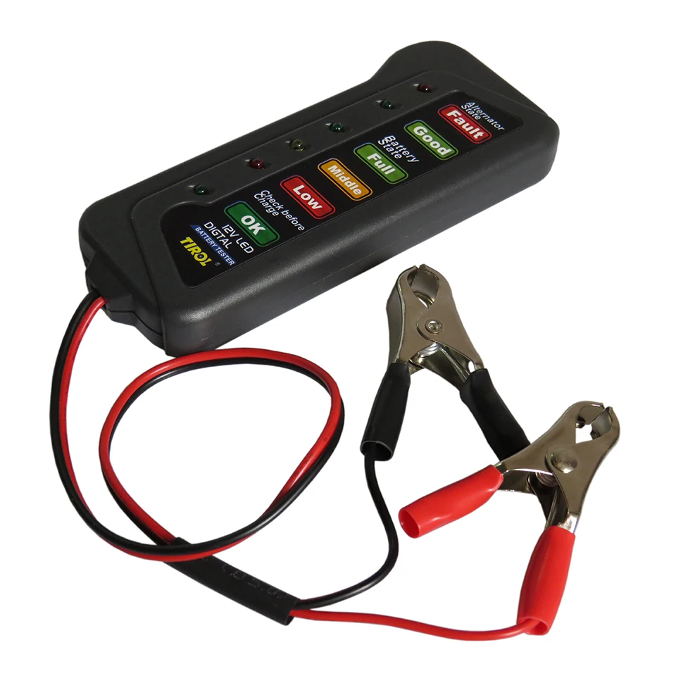 2025 12V Car Motorcycle Battery Alternator Tester 6-LED Display-Battery State Check Tools 12 Volt Vehicle Auto Measure Analyzer