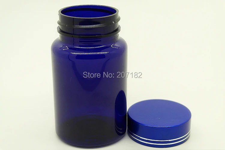 (100PCS/Lot) 100CC PET Empty Bottle, Capsule Bottle, TOP GRADE Plastic Pill Bottle--Blue Color Bottle with Blue Cover