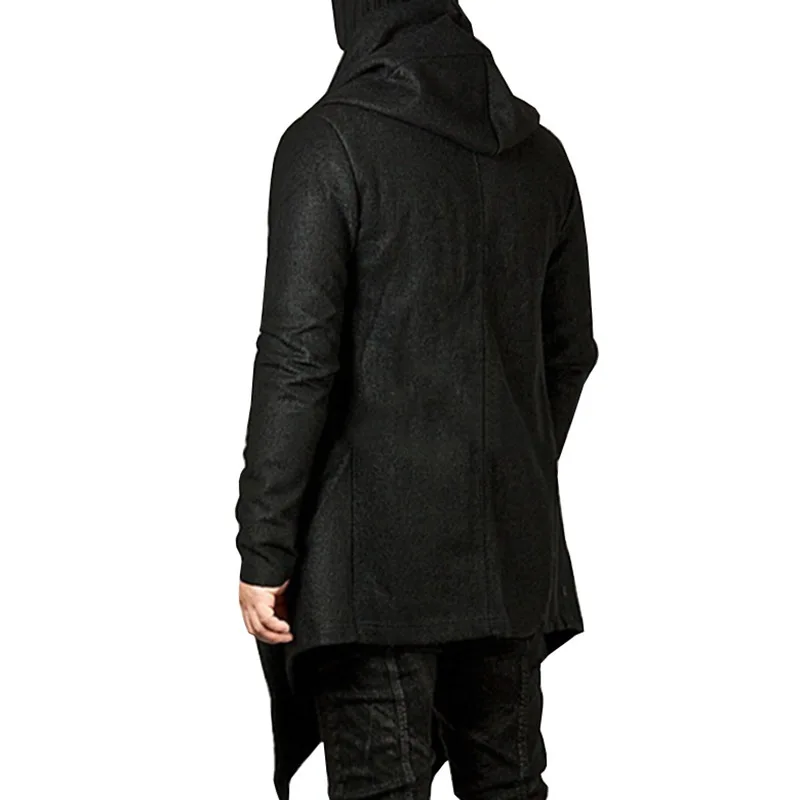 Steampunk Men Gothic Male Hooded Irregular Red Black Trench Vintage Mens Outerwear Cloak Fashion trench coat men X9105