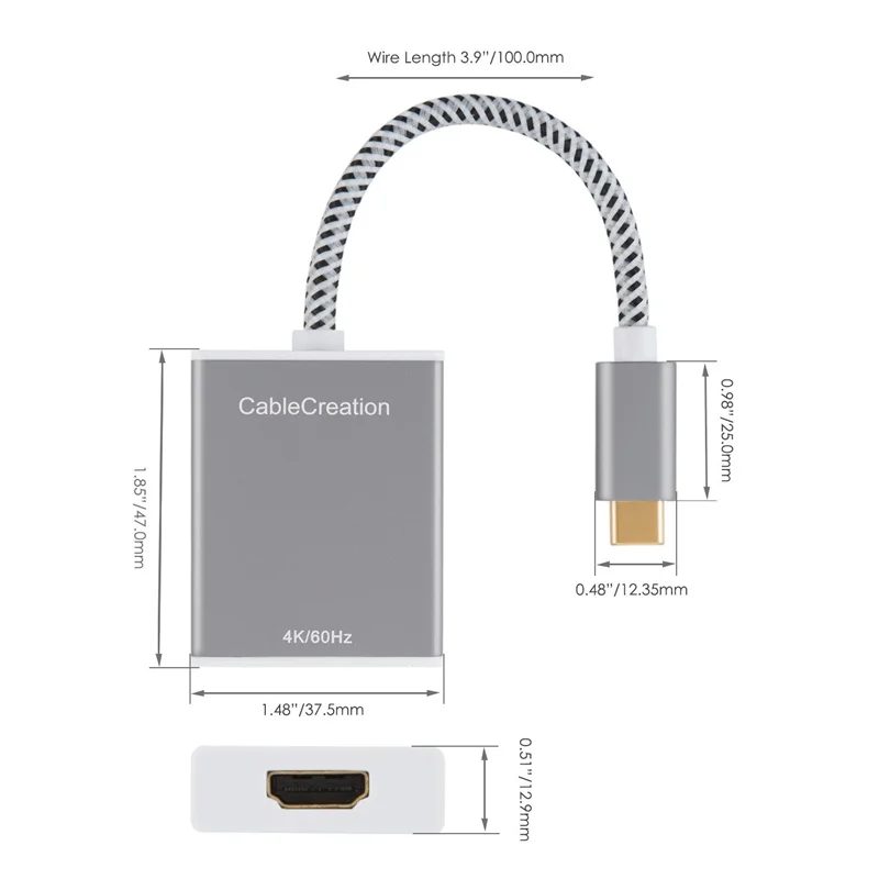 USB C to HDMI 4K @60HZ, Type C (Compatible Thunderbolt 3) to HDM Adapter, Compatible MacBook Pro 2016/2017/2018,iPad Pro/MacBook