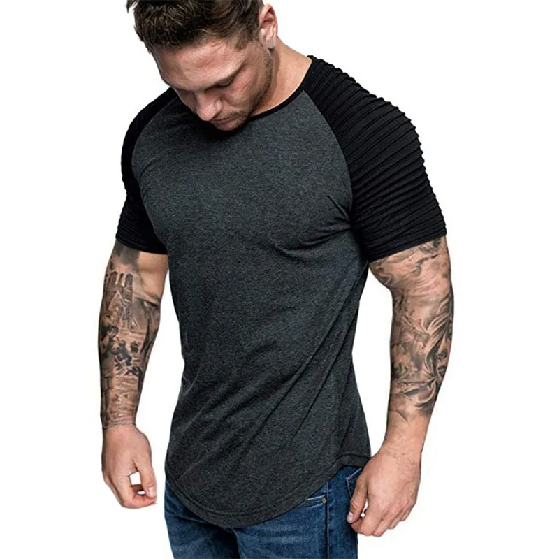 Men T-Shirts 2023 Summer New Raglan Short Sleeve T Shirt Men Slim Fit Tops Tees Casual Solid Streetwear T Shirts Mens Clothing