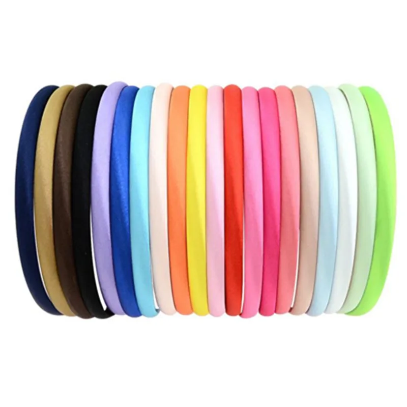 

1CM Plain Hairband Satin Covered Plastic Hairband for Girls DIY Hair Accessories Solid Color Hairband Kids Hairband Lot 20PCS