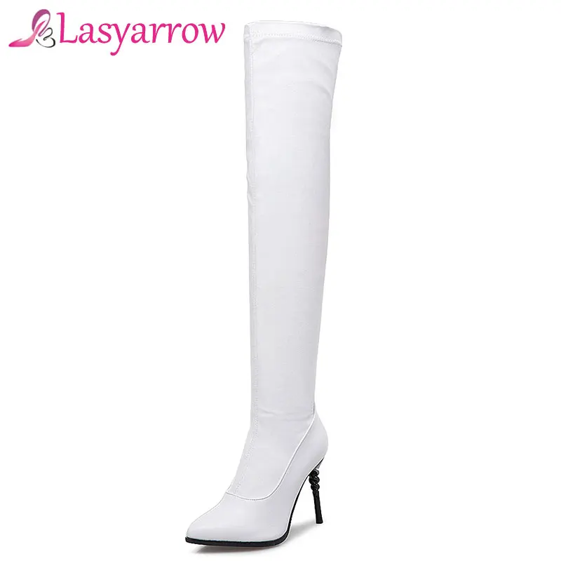 Lasyarrow Sexy Thigh High Boots Large Size Black Red Over The Knee High Heel Boots Women 2018 Winter Warm Ladies Long Boots F203