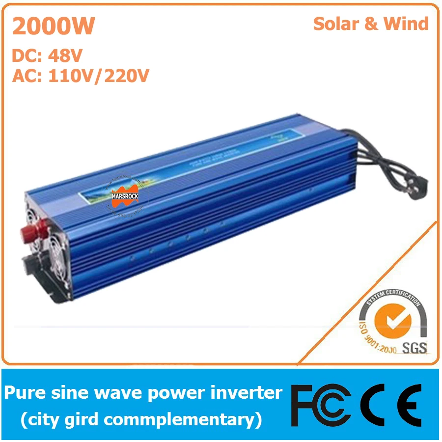 2000W DC48V AC110V/220V 50Hz/60Hz Off Grid Pure Sine Wave Solar or Wind  Inverter, City Electricity Complementary Power Inverter