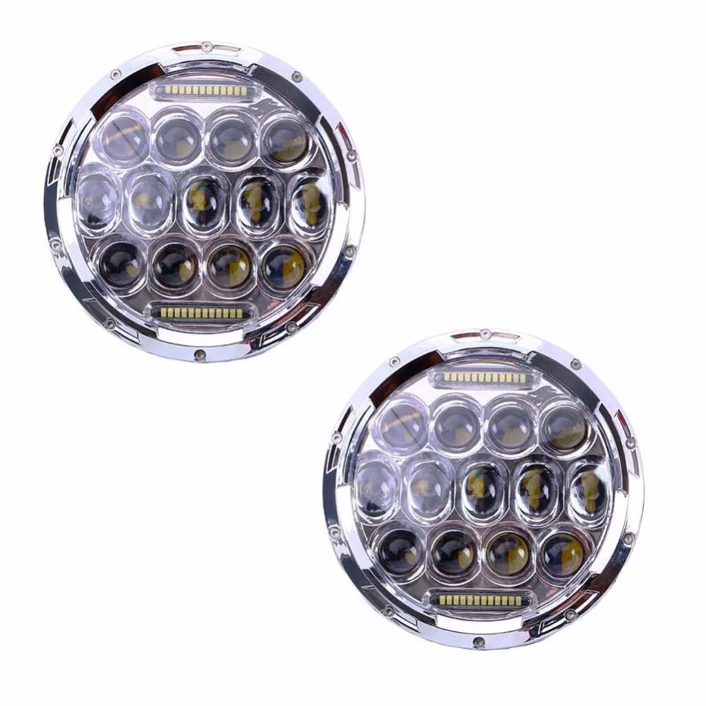 Low price ! 2Pcs 7INCH 75W Super Power LED H/L Beam Headlight Kit with DRL H4 to H13 connector For Hummer