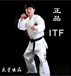 Abiti Taekwondo bianchi ITF per adulti e bambini, uniforme Dobok professionale, ricamo squisito, abiti comodi, Unisex