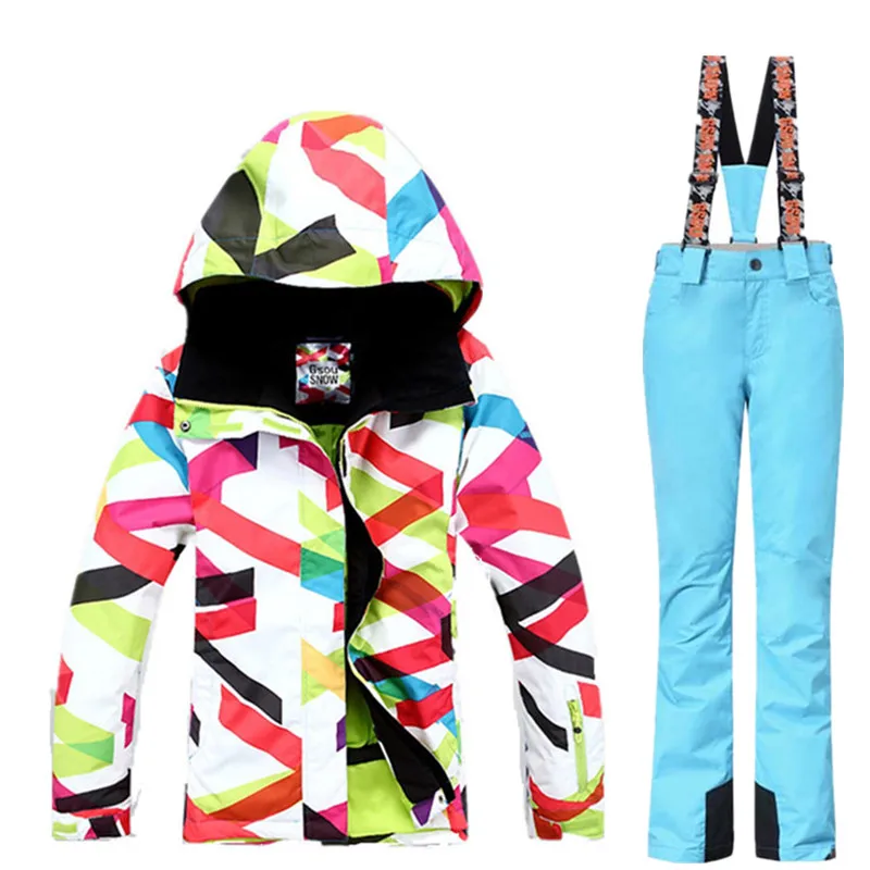Gsou Snow outdoor women\'s Winter Waterproof windproof Ski Suit Ski Jacket+ski Pants set Snowboard  Female Skiing Snow Clothes