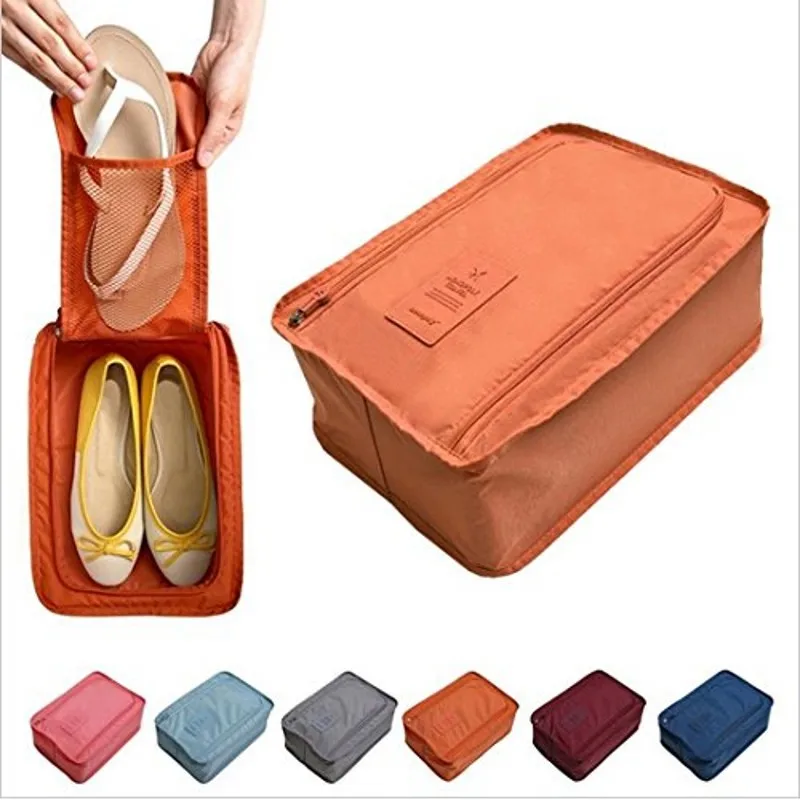 Portable Waterproof Shoes Bag Organizer Storage Pouch Pocket Packing Cubes Handle Nylon Zipper Bag for Travel