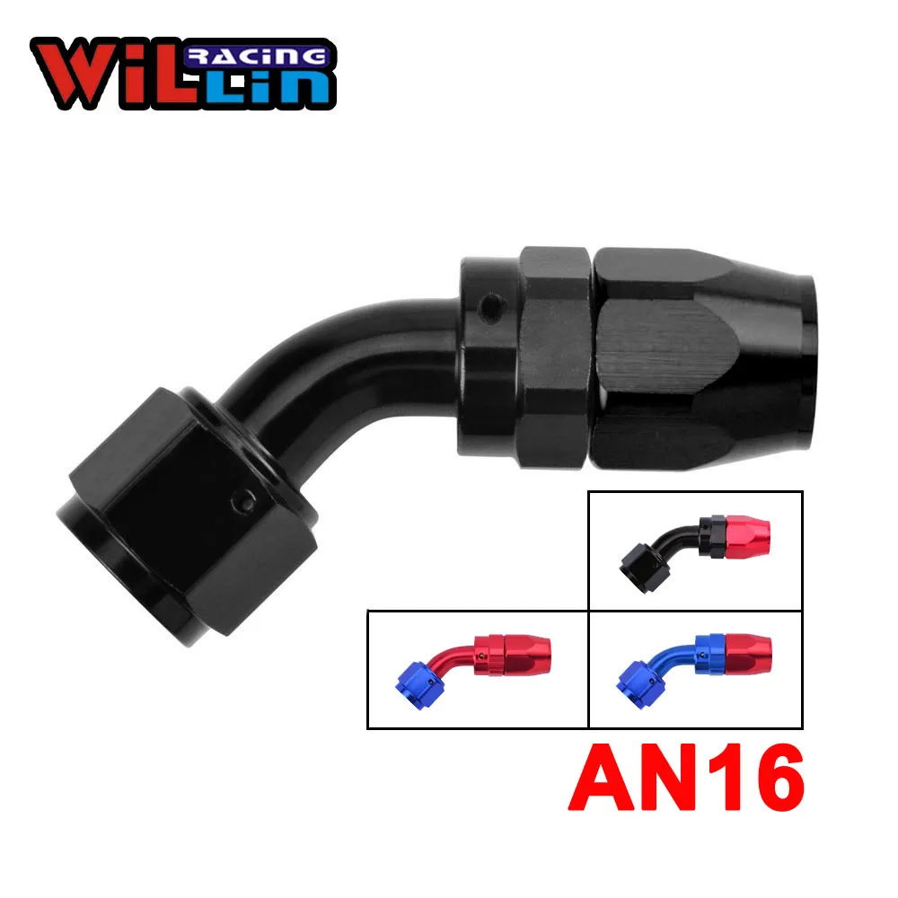 WILLIN - AN16 AN Aluminum Swivel Hose End 45 degree Swivel Hose fitting Oil/Fuel Fitting Adaptor Oil cooler hose fitting