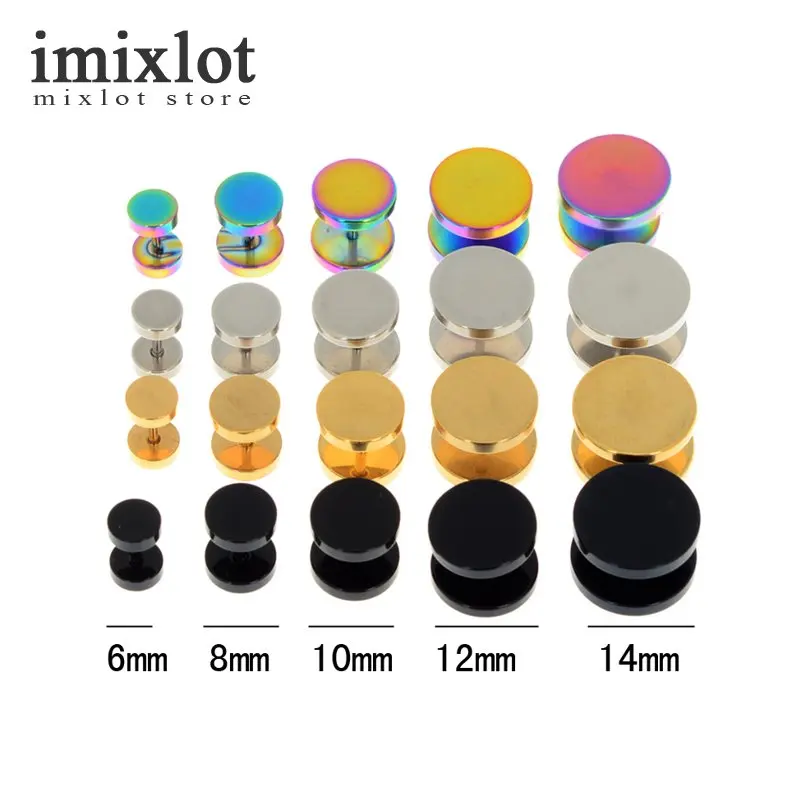 Imixlot 2Pcs 4 Colors Surgical Steel Fake Cheater Ear Plugs Gauge Earrings Body Jewelry Pierceing 6-14mm пирсинг