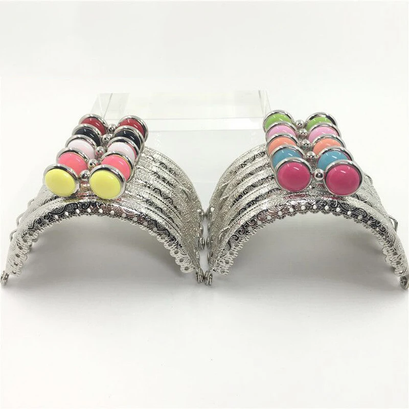 silver beautiful colorful eye design 8.5cm cute girl DIY coin bag metal clasp semicircle carved edge mini women purse frame 10pc