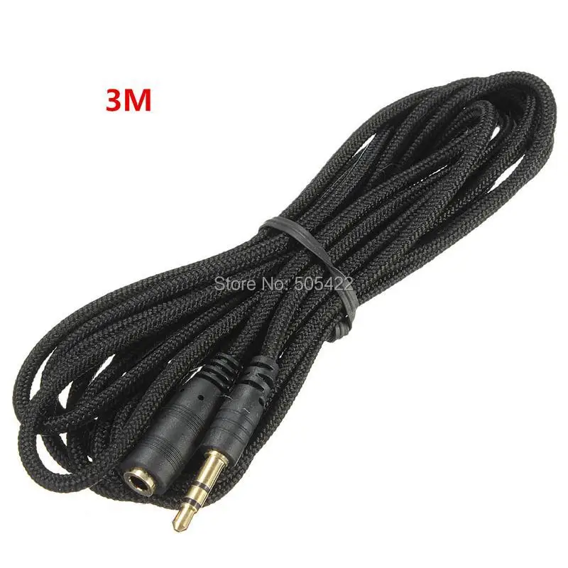 10FT New 3.5mm Female to Male F/M Headphone Stereo Audio Extension Cable Cord 100pcs/lot