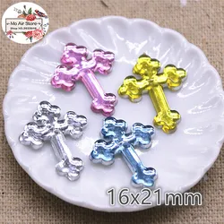 100pcs cross style Acrylic rhinestones baby shower decoration first birthday party souvenirs 16x21mm