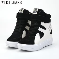 Height Increasing Casual Women Shoes Suede Leather Black White Platform Sneakers Women 2024 Ladies Shoes Woman Chaussures Femme