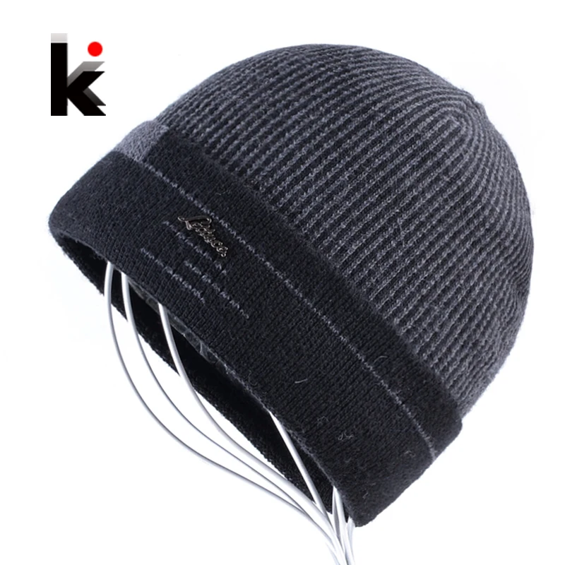 

Knitted Skullies Men Beanies Winter Hats For Men Knitting Striped Wool Bonnet Caps Boy Beanie Fashion Casual Touca Inverno