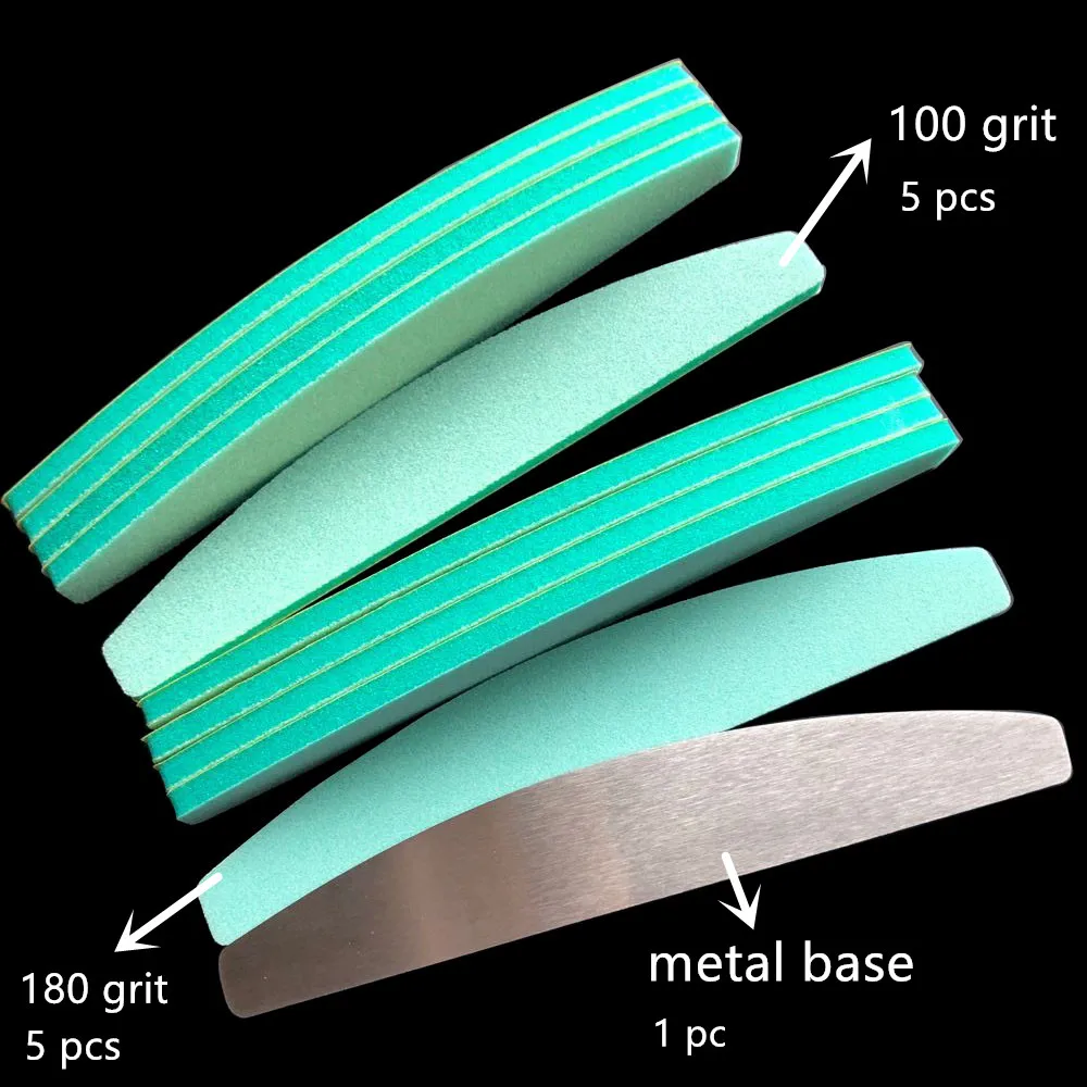 1 قطعة قاعدة معدنية و 10 قطعة استبدال منصات مسمار الإسفنج ملف هافمون شكل مسمار الرملي ملف مبرد أظافر قابل للتخلص