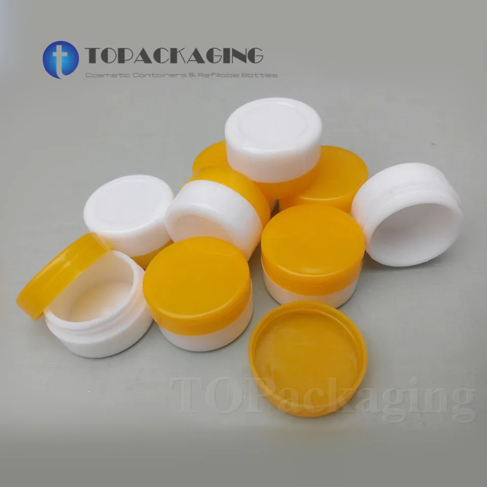 

50PCS/LOT-5G Cream Jar,White Plastic Box With Orange Screw Cap,Small Sample Cosmetic Container,Empty Mask Canister,Nail Art Cans